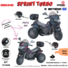 MOTO A BATERIA SPRINT TURBO NEGRA C/ CASCO 12V  ( CDE )