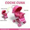 COCHE CUNA ROSA CON ANIMAL  ( CDE )