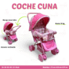 COCHE CUNA ROSA CON OSITO  ( ASU )