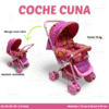 COCHE CUNA ROSA CON GRIS  ( ENC )